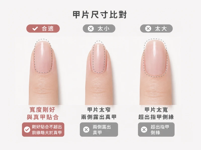 穿戴甲尺寸選法 甲片比對真甲