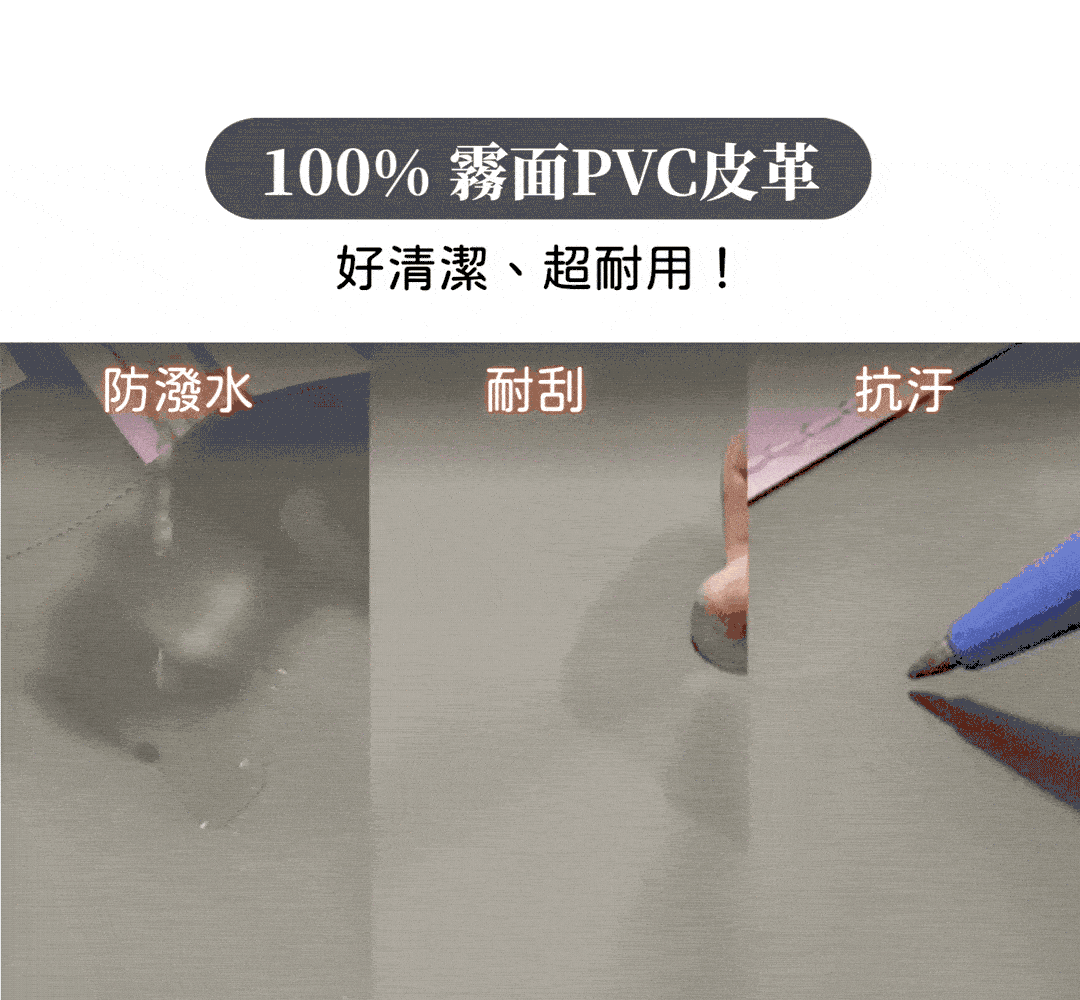 LUMIFLY 輕行袋選用霧面 PVC 機能科技布，具備防潑水、抗汙、耐刮的特性，日常清潔只需簡單濕擦即可