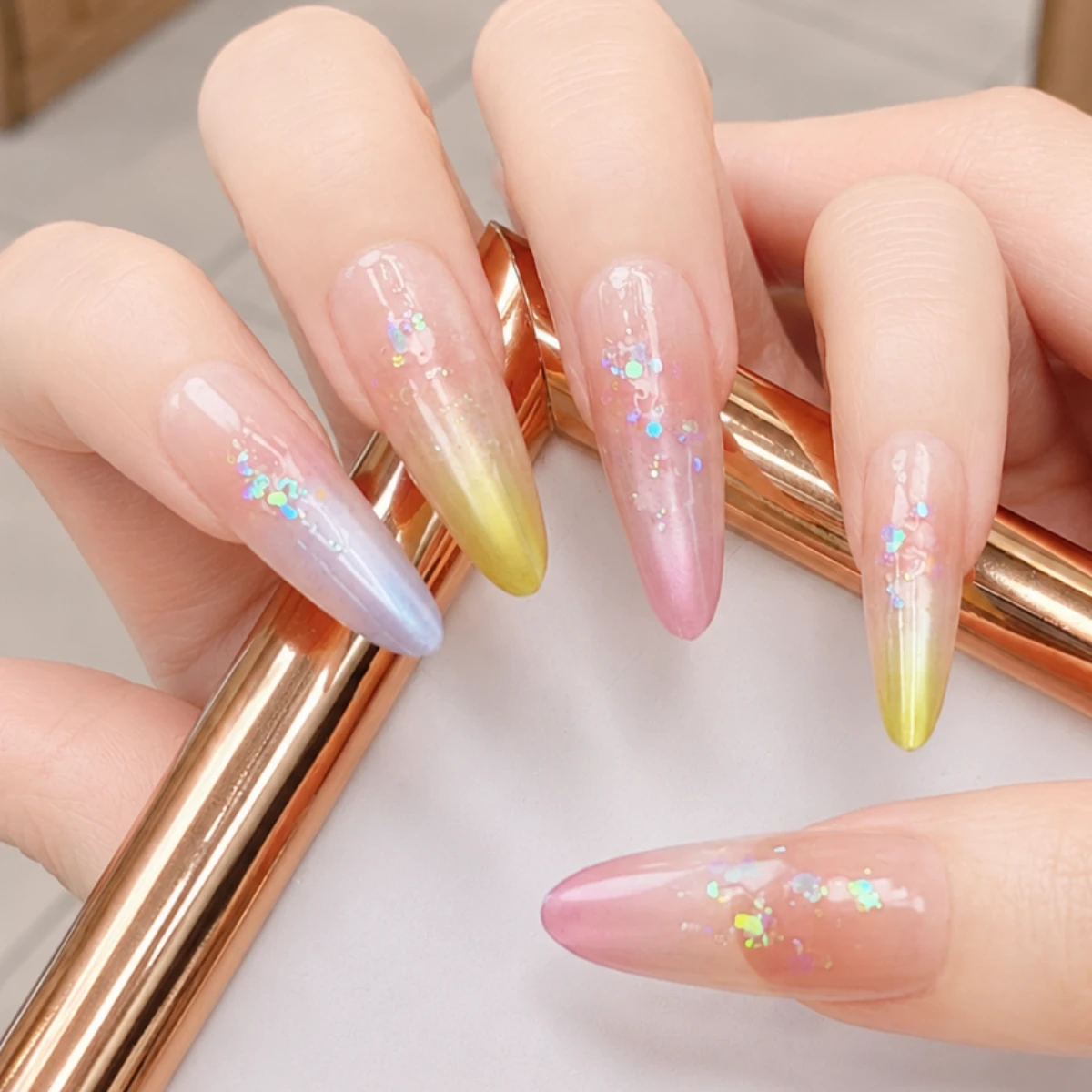 【長橢】星彩碎冰（手工繪製質感穿戴甲）