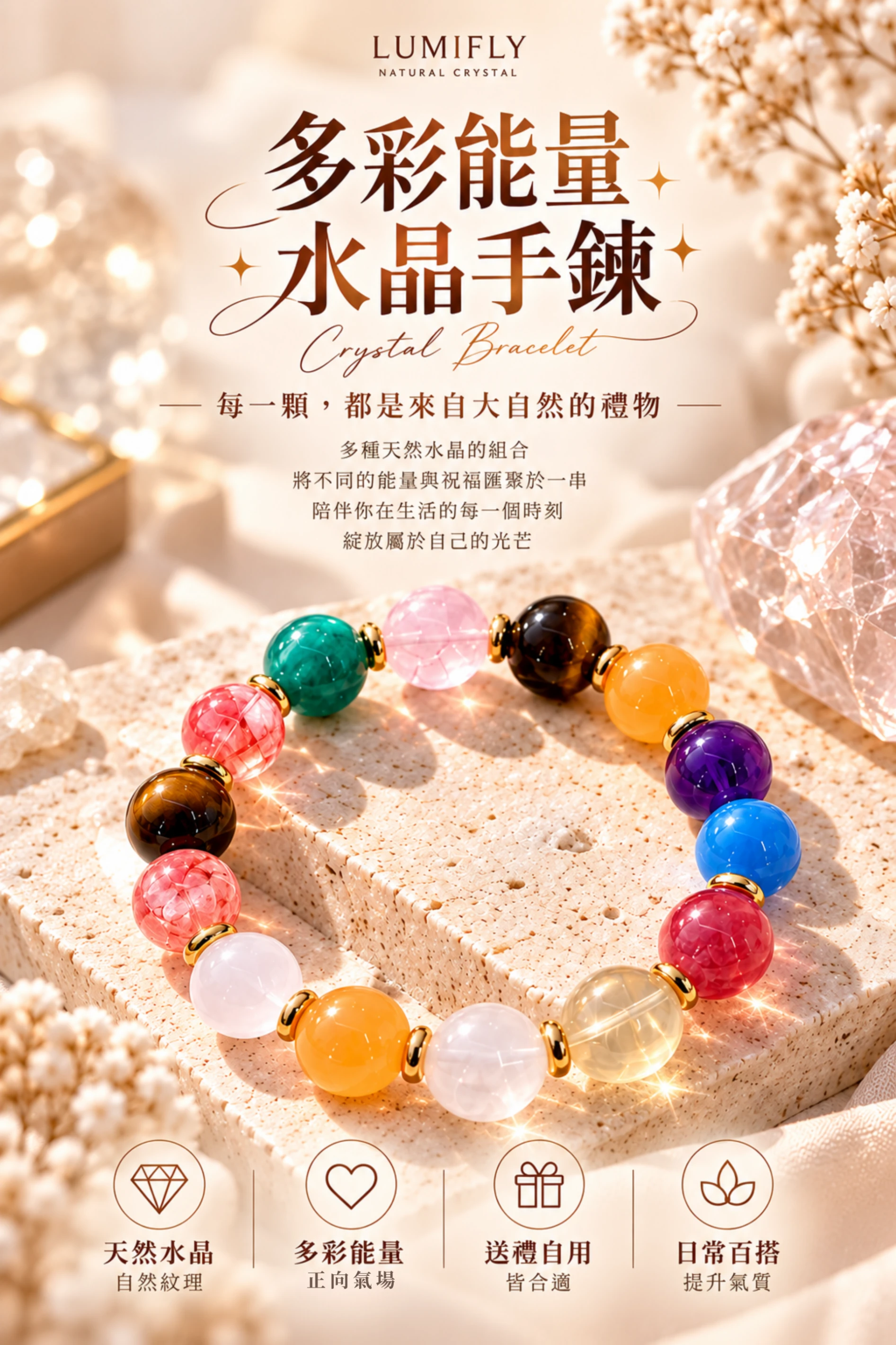 多彩能量水晶手鏈