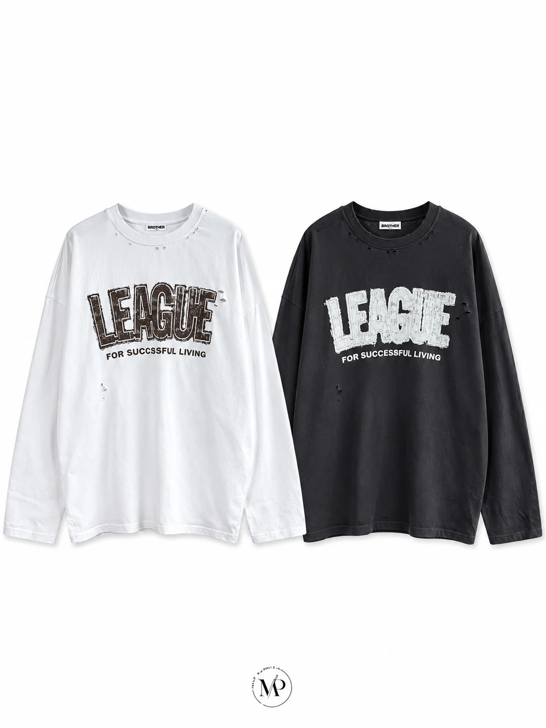 美式復古漆字薄長TEE