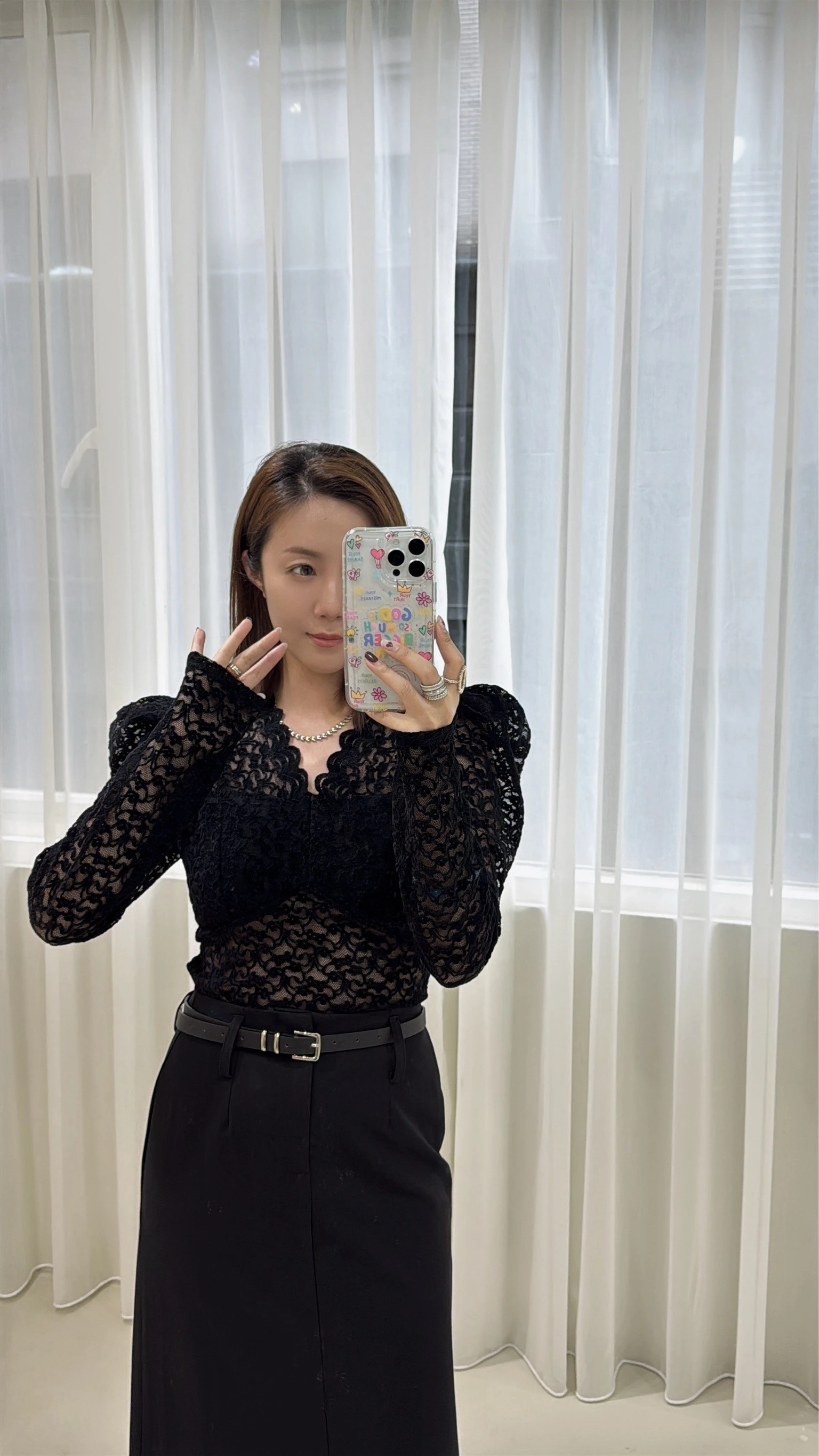 純欲V領蕾絲上衣