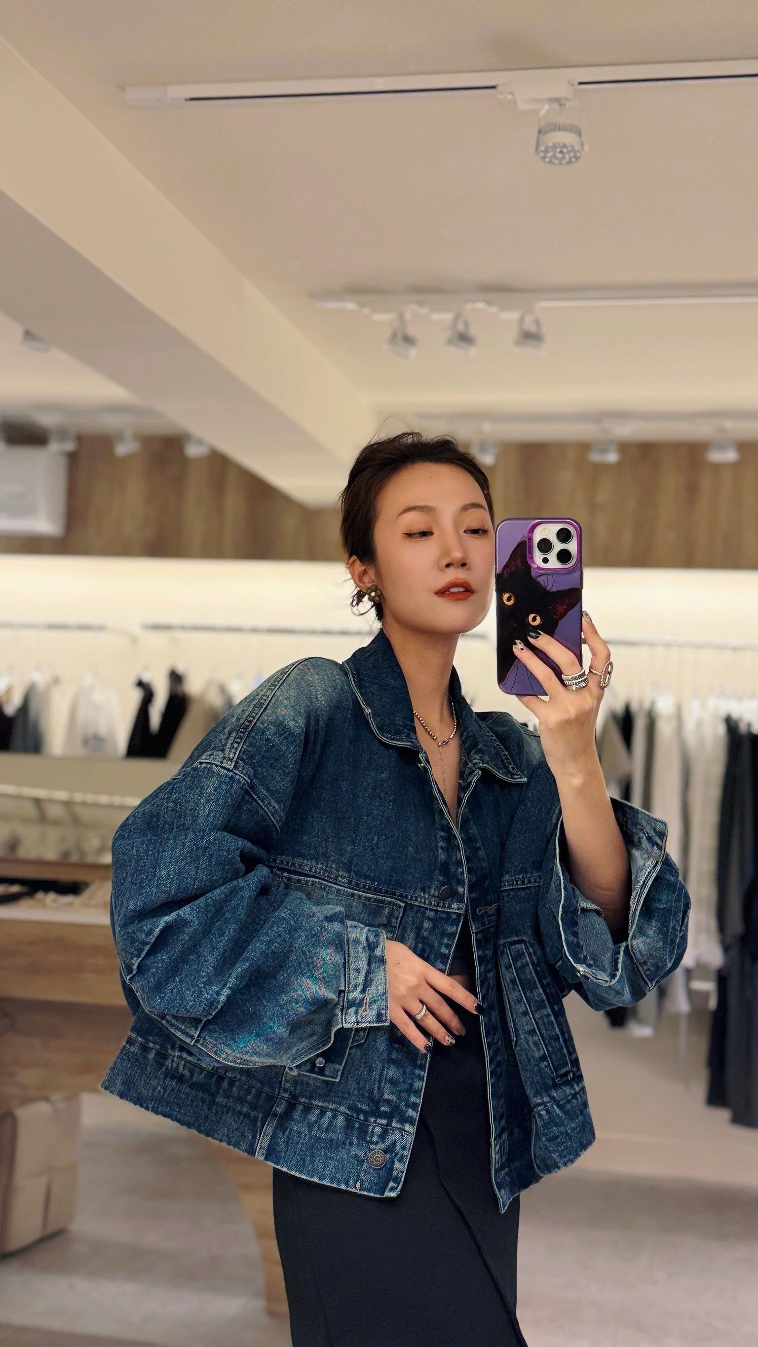 刷白澎袖牛仔外套