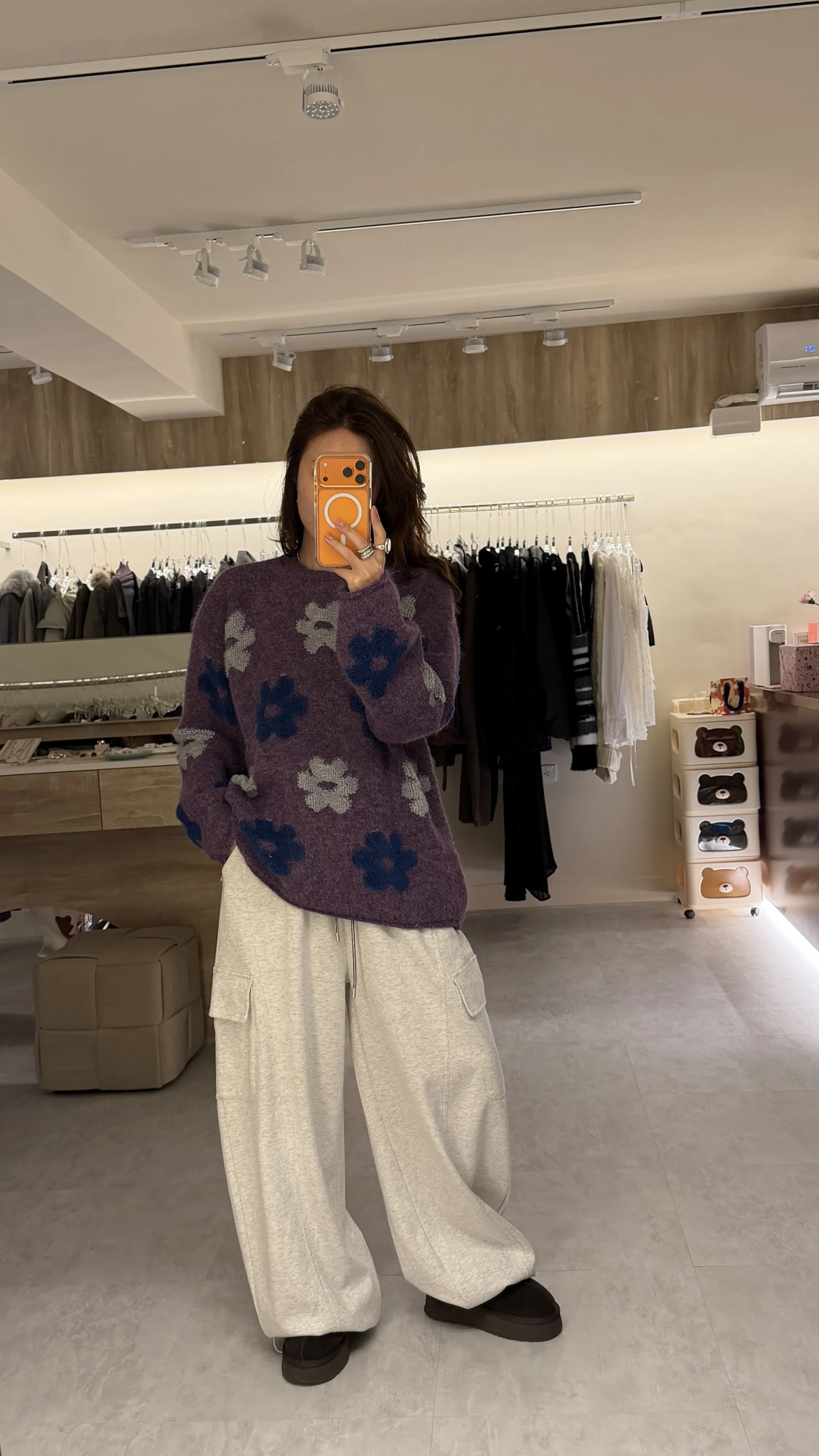 韓系抓毛感立體花朵毛衣