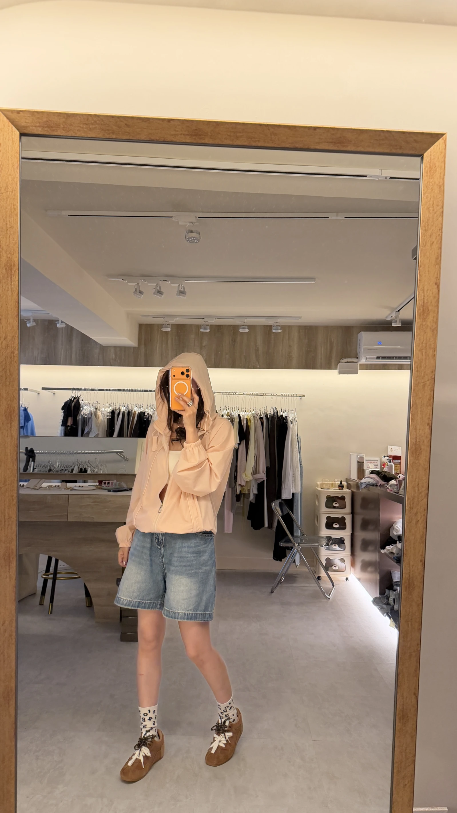 皮帶牛仔5分褲
