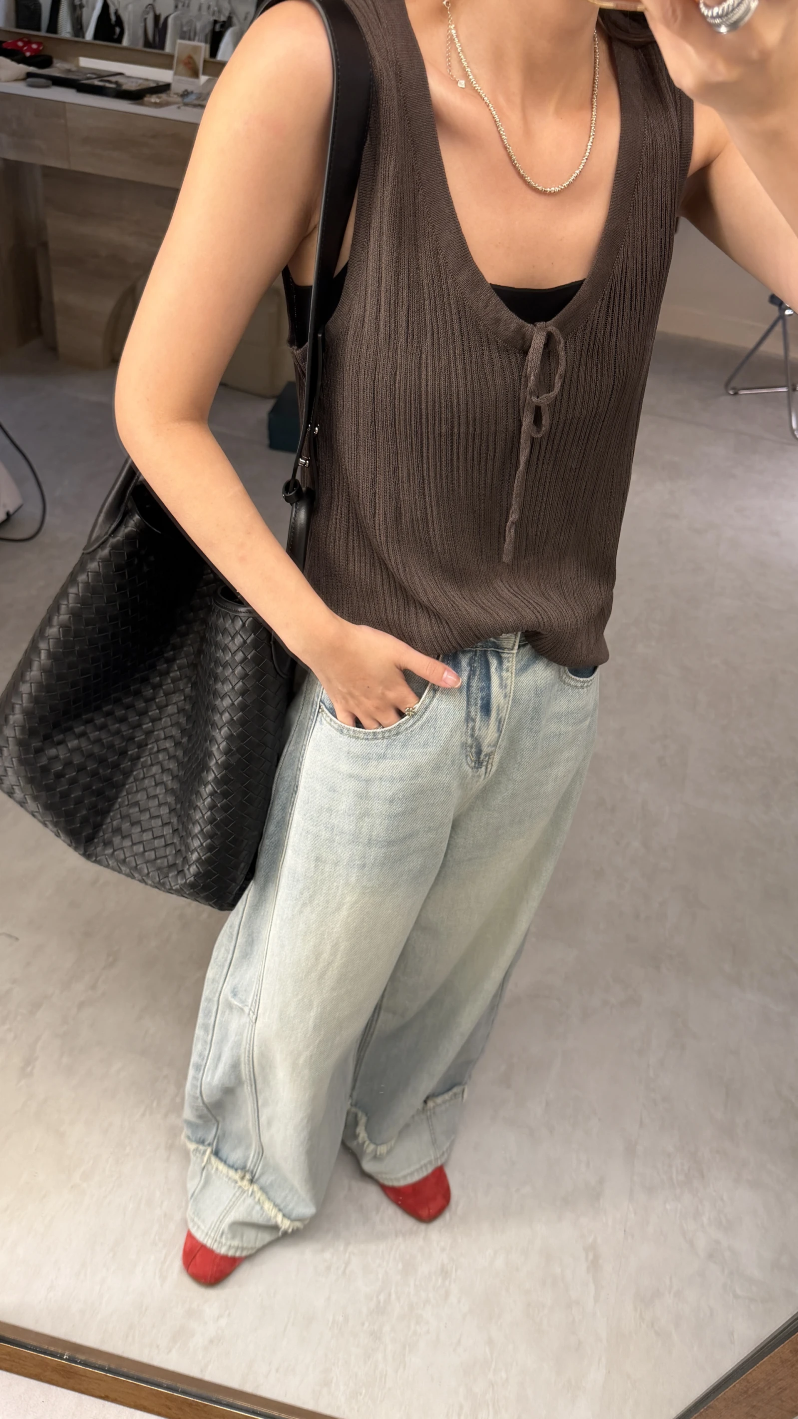 簡約針織綁帶背心