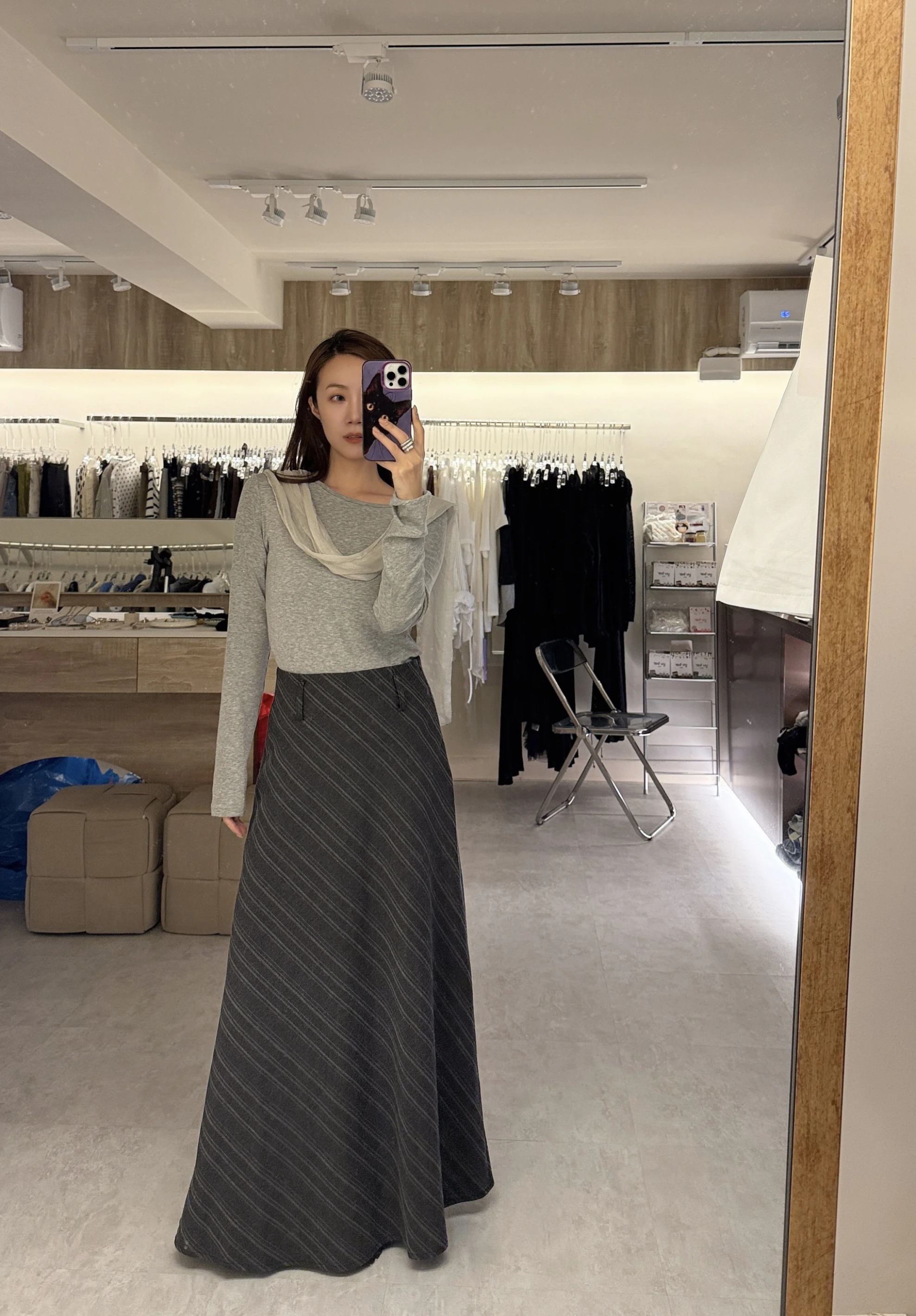 斜紋路長裙