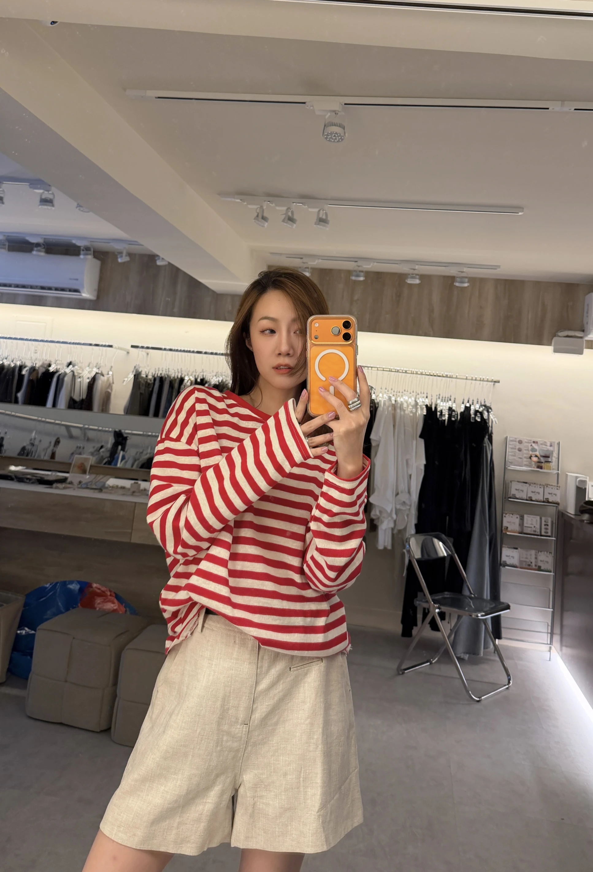 圓領條紋舒服上衣