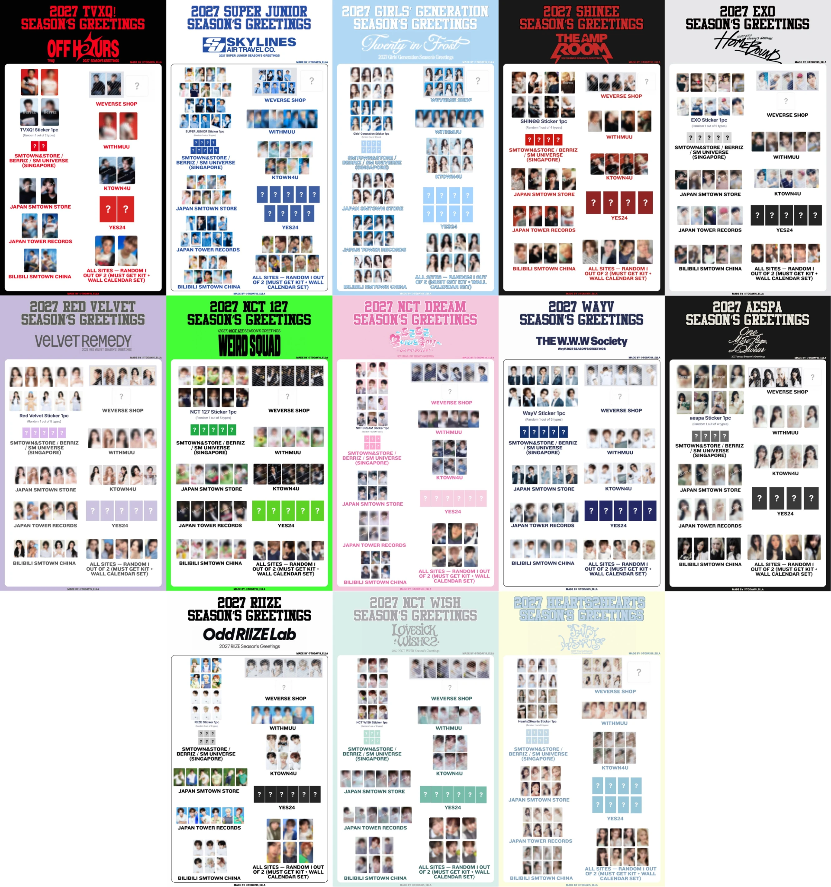 【免運商品】2027年曆 SM SEASON'S GREETINGS(韓國通路)SET組合
