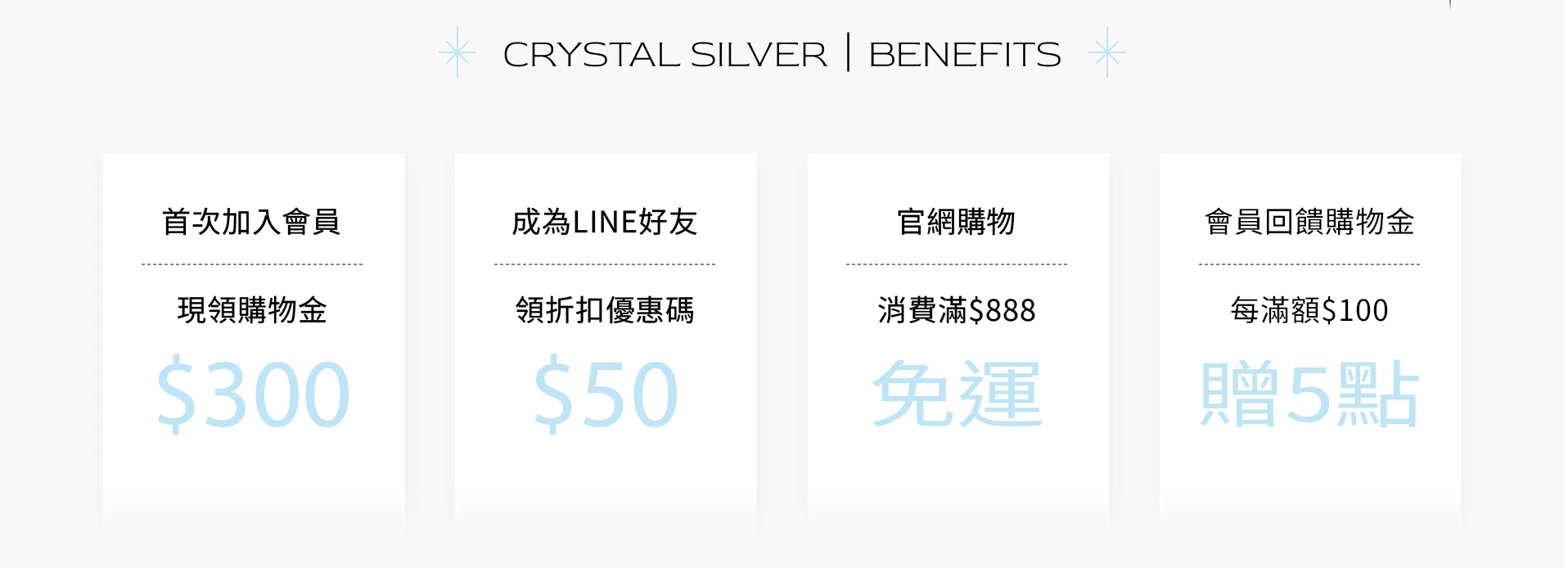 晶銀財寶會員優惠介紹封面，呈現加入會員可享的專屬折扣、生日禮與積分回饋等權益資訊。