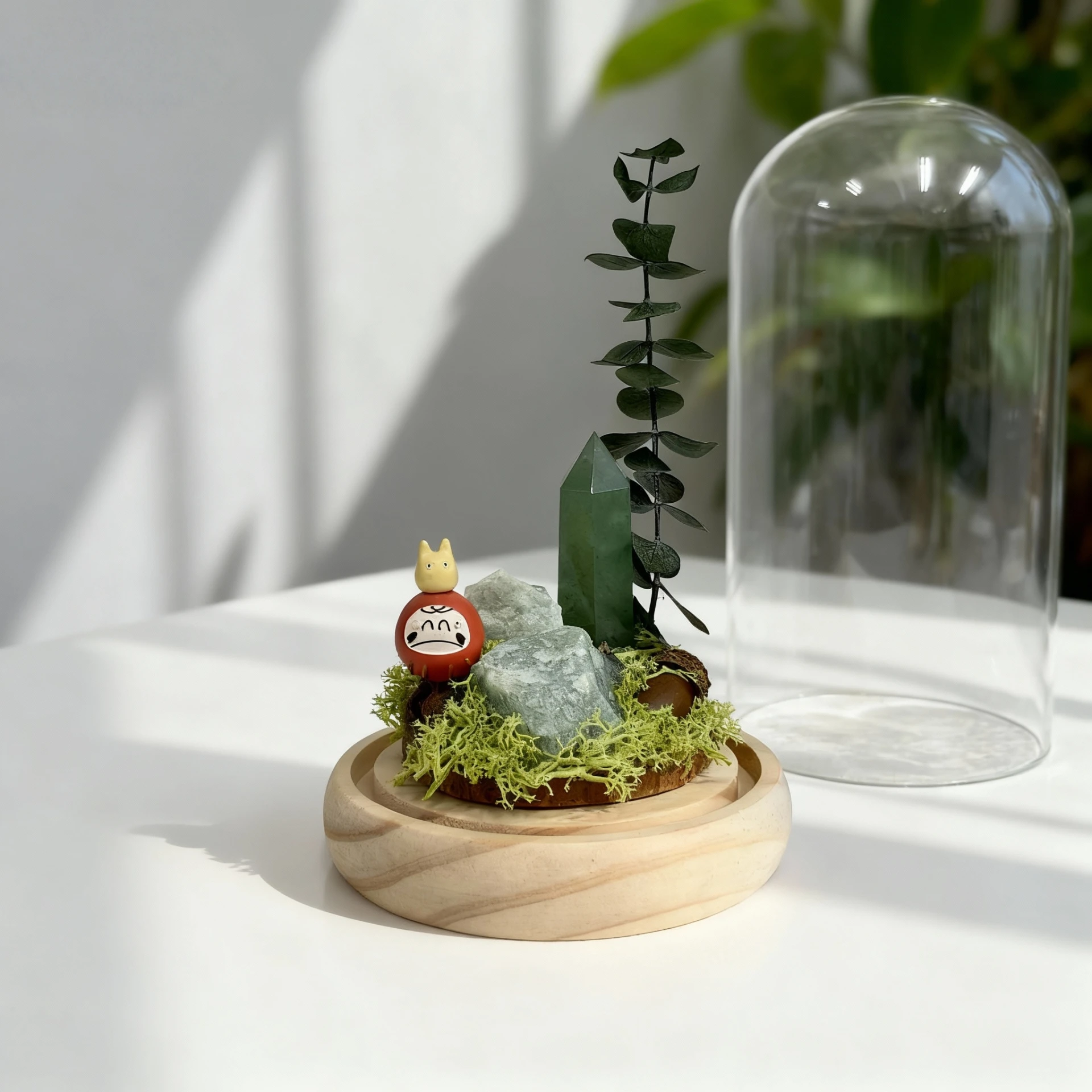 翠緋花境｜綠草莓晶・永生花天然擺件