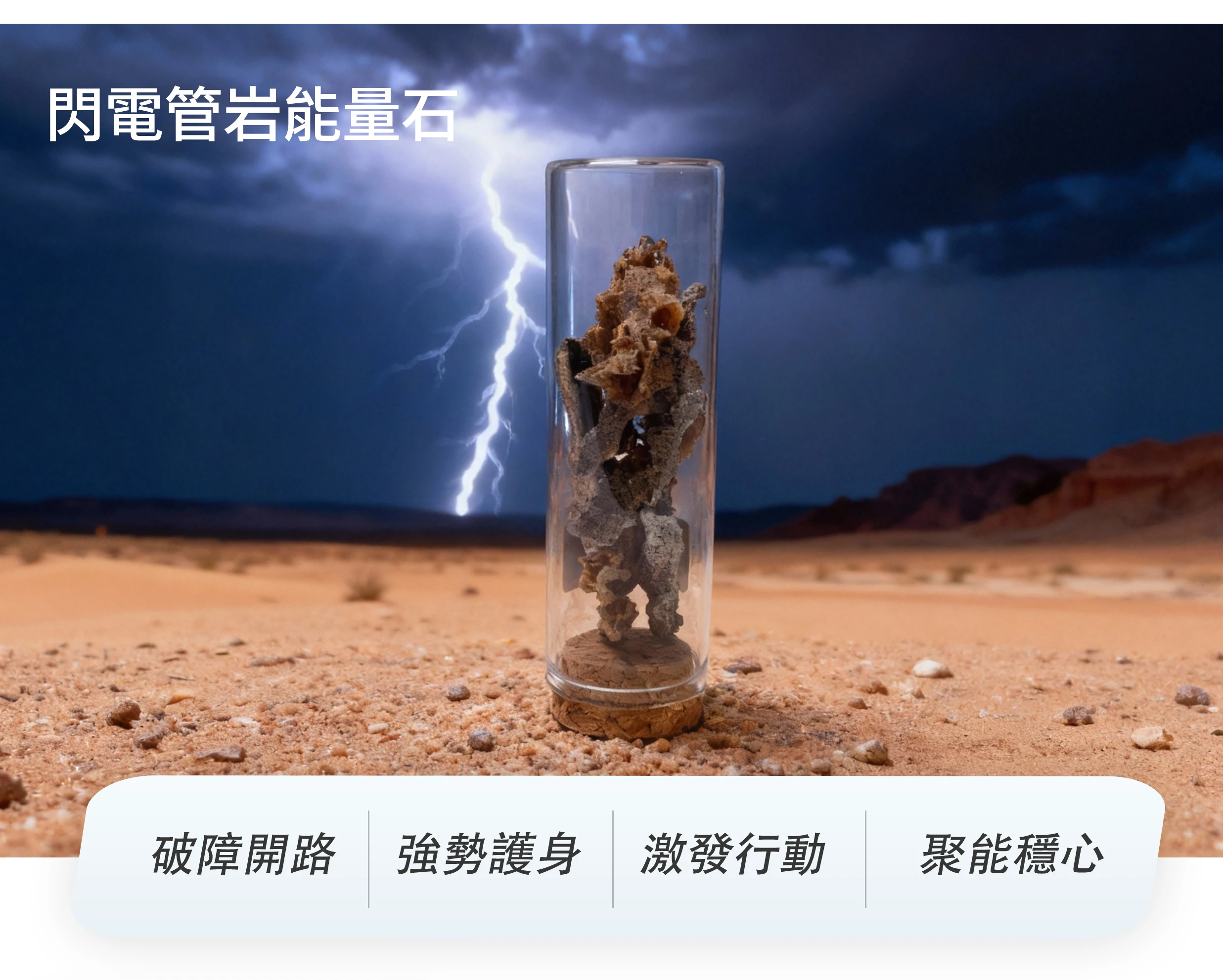閃電管岩礦石,象徵能量激發與強化保護力的天然礦石擺件,晶銀財寶
