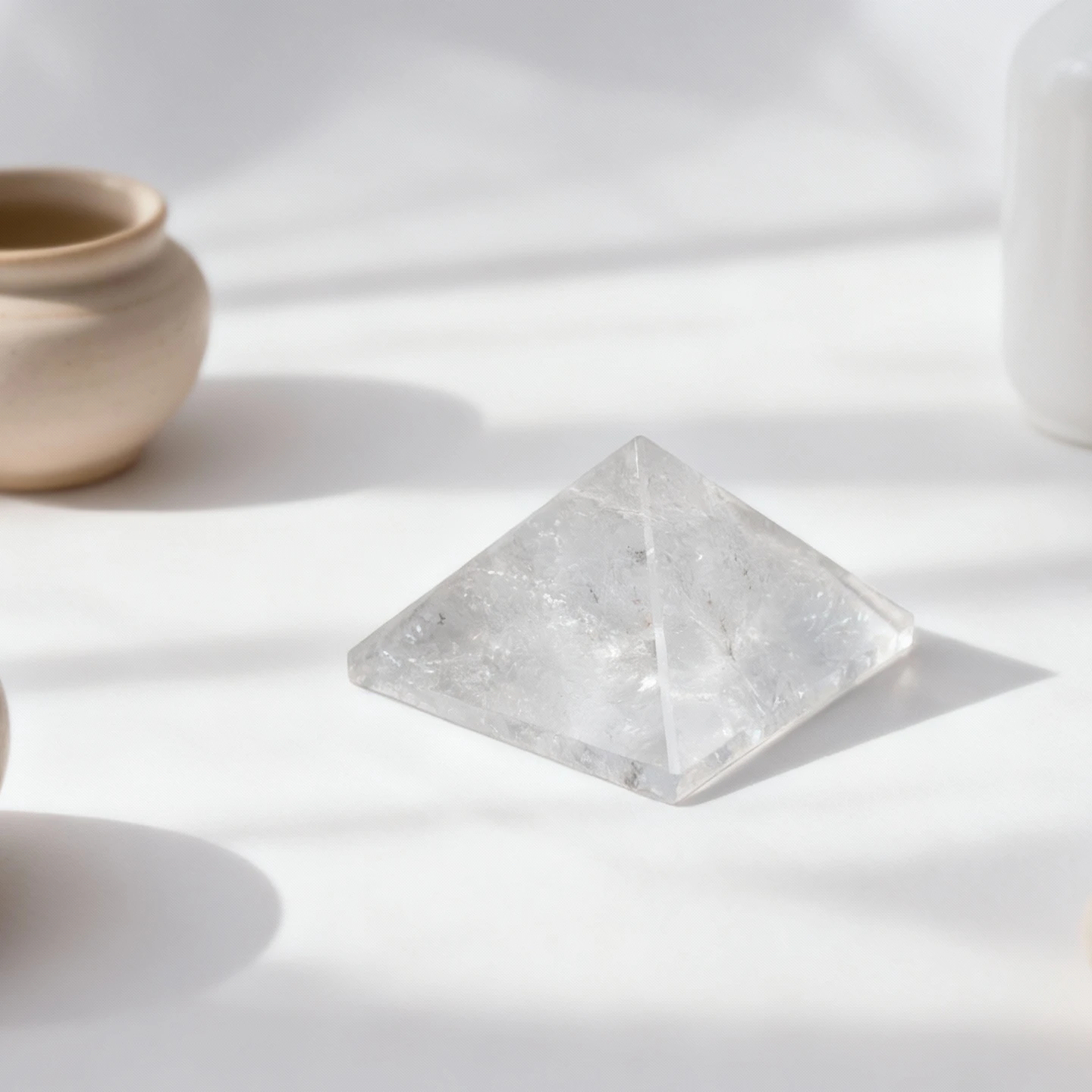 澄光晶塔｜白水晶金字塔・天然水晶擺件