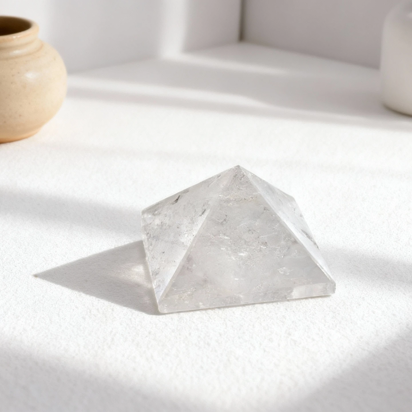 澄光晶塔｜白水晶金字塔・天然水晶擺件