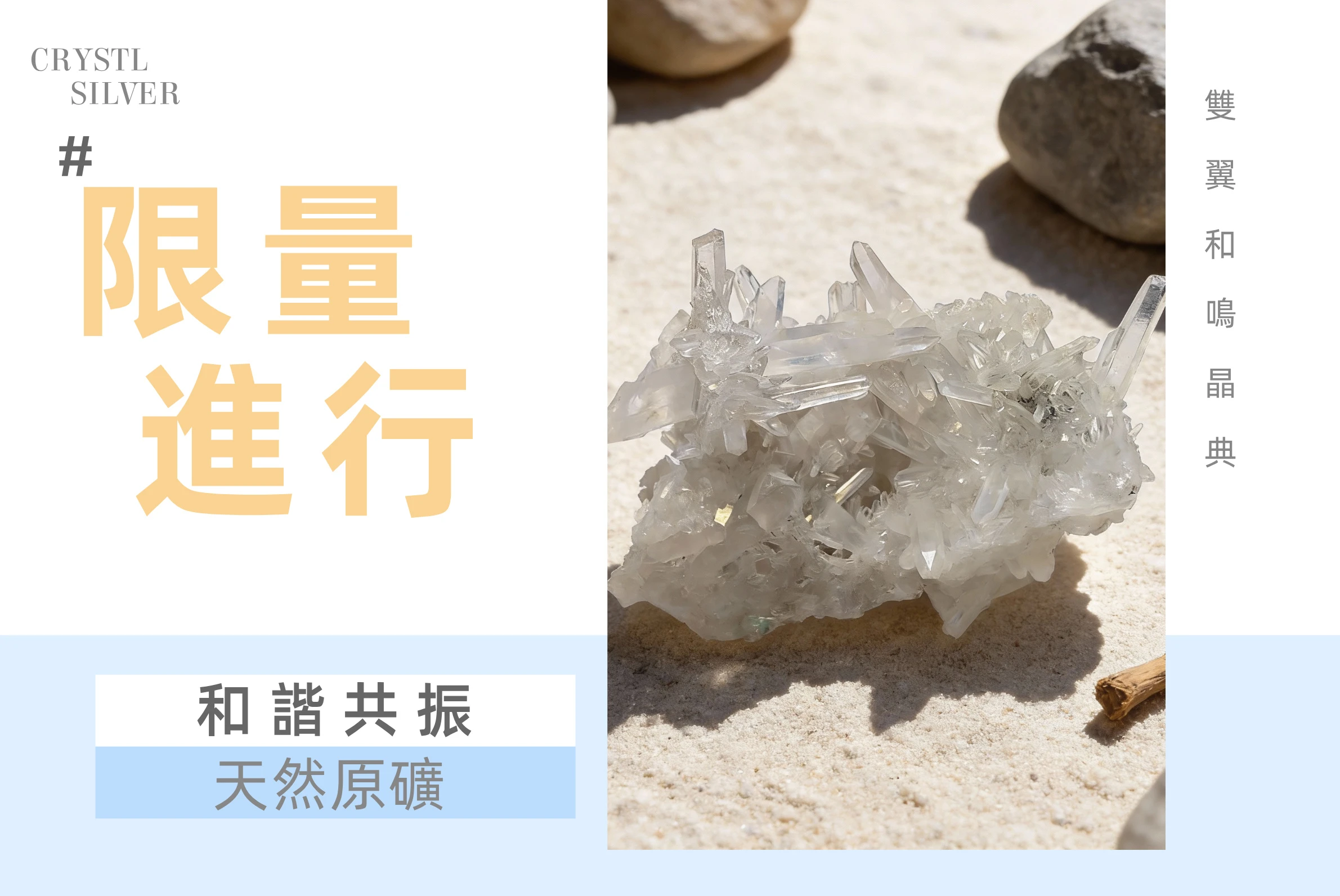 [晶銀財寶] 稀有日本律雙晶晶簇 (Japan Law Twin)，呈現標準 84.33 度夾角與獨特扁平心型外觀，極具收藏價值的天然白水晶原礦。