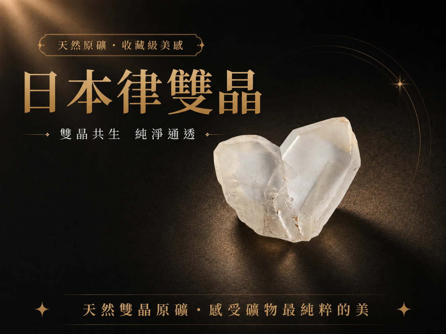 [晶銀財寶] 2026 頂級收藏天然愛心形狀日本律雙晶原礦，罕見心型白水晶雙生火焰，主打招正緣桃花、心輪療癒與靈魂伴侶共振的高階風水原礦擺件。