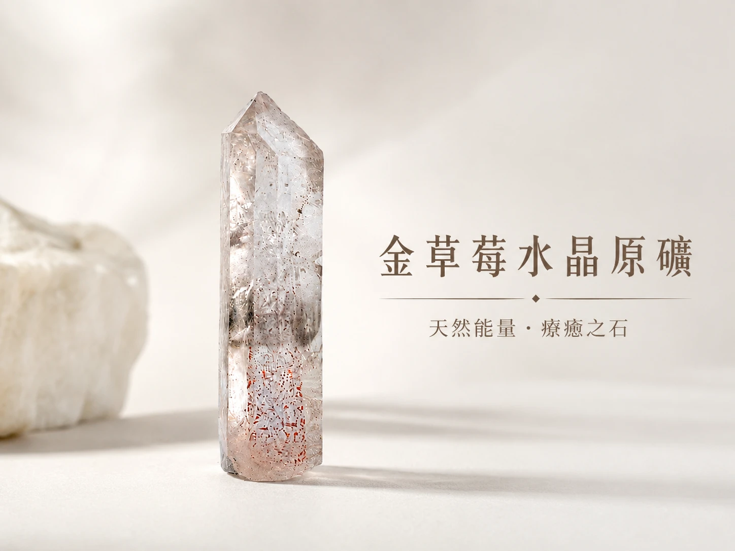 [晶銀財寶] 2026 頂級天然金草莓水晶原礦擺件，滿礦金紅色閃片共生，主打極速招偏財、提升行動力、招桃花正緣與太陽神經叢覺醒的高階風水礦石標本。