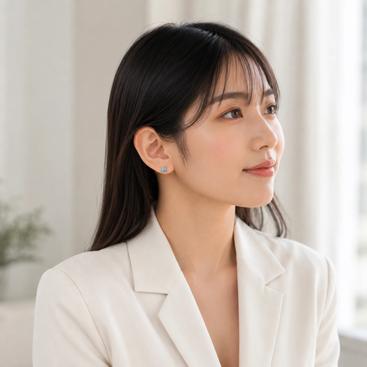 澄海耳語｜天然海藍寶・純銀耳釘