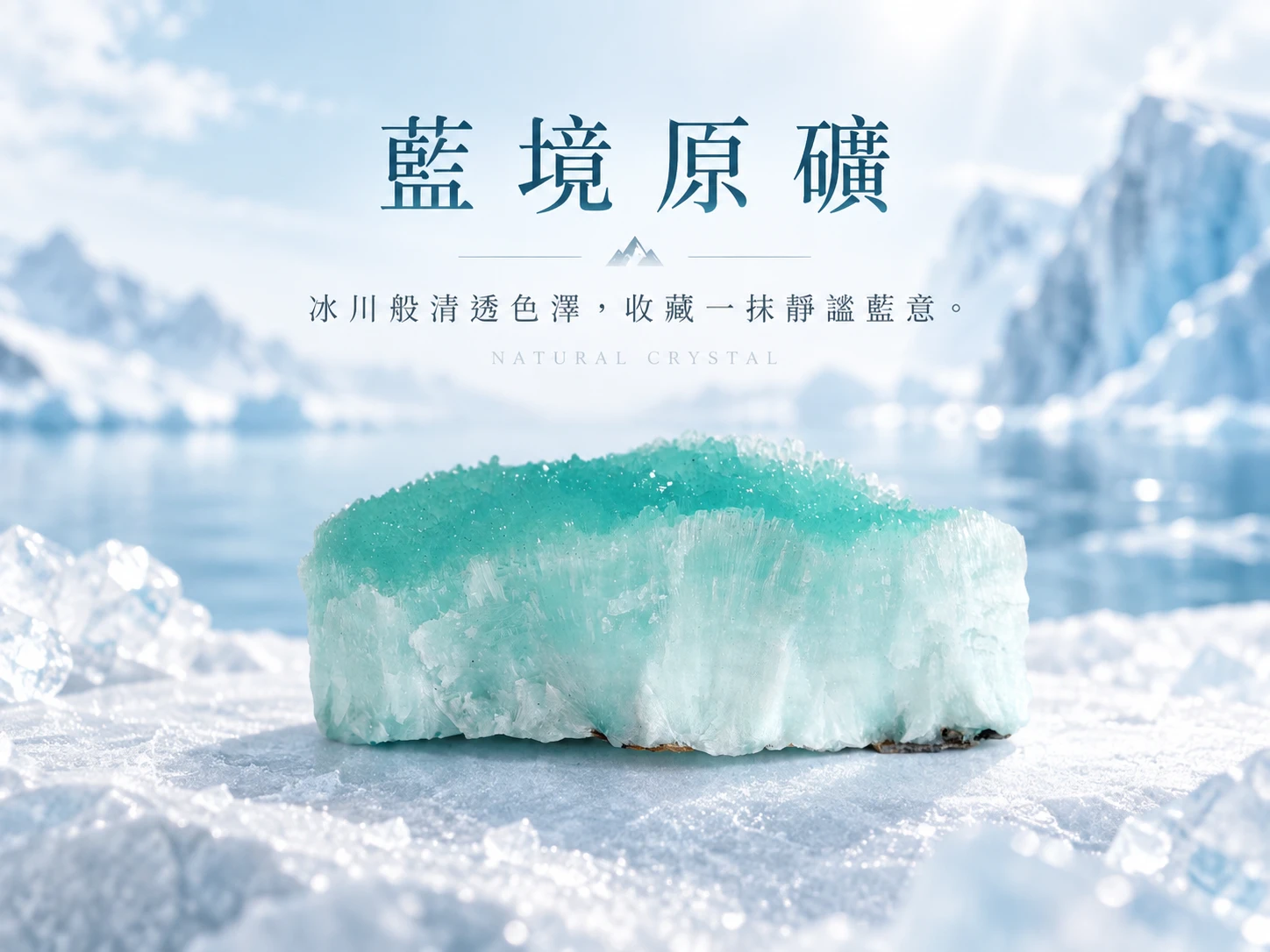 晶銀財寶藍文石原礦擺件主視覺展示,以天然藍文石原礦呈現柔和藍色色澤、天然礦石紋理與立體晶礦質感,適合居家擺飾、礦石收藏與空間陳列。