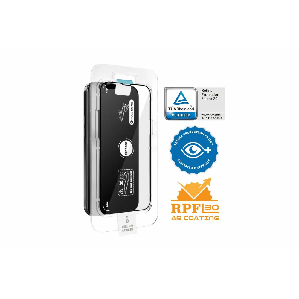 【護眼透明AR版】Simmpo® iPhone 15 德國萊茵 TÜV 抗藍光簡單貼
