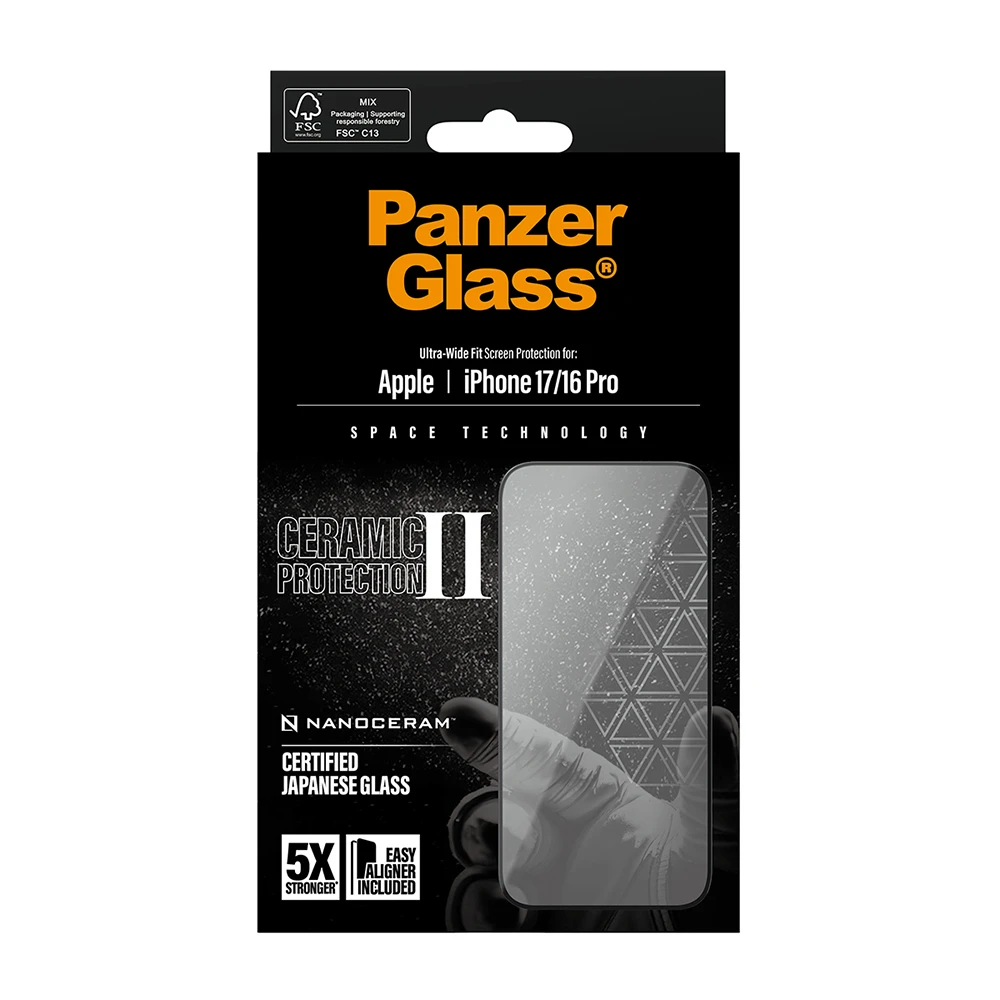 【PanzerGlass】iPhone 17 6.1 寸 (16Pro 共用) 五倍強化滿版微晶陶瓷玻璃保貼(日本Ohara結晶玻璃)