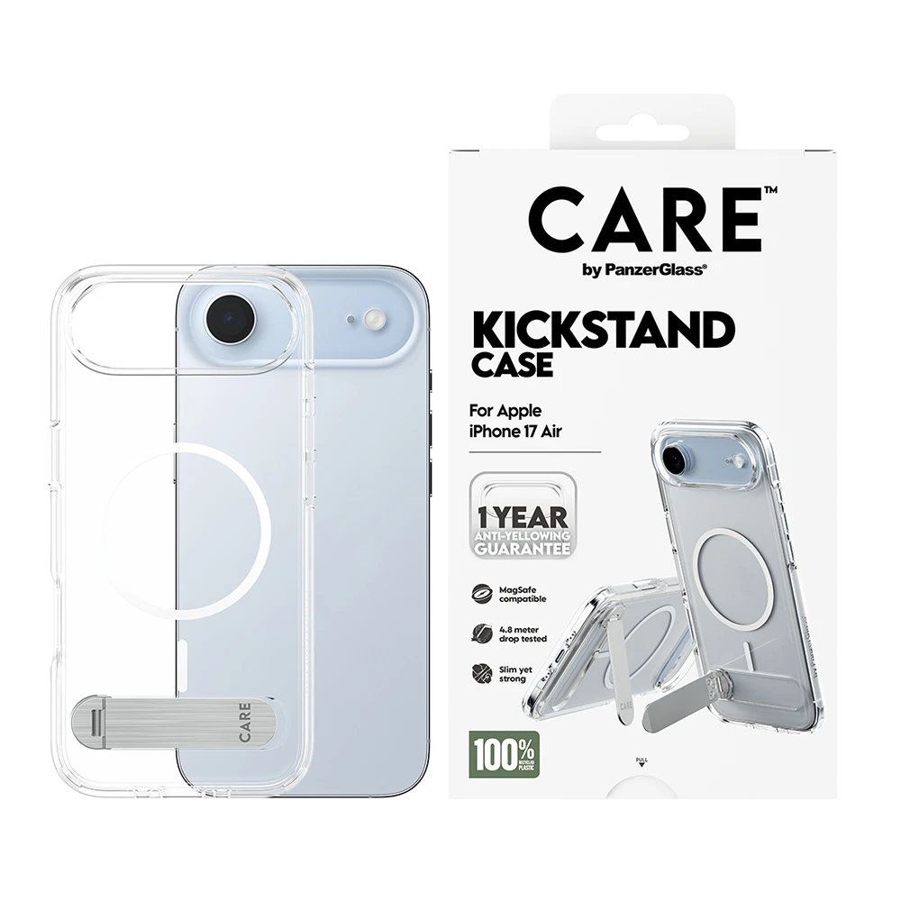 PanzerGlass iPhone 17 Air KICKSTAND 細磁吸旋轉立架殼-透白