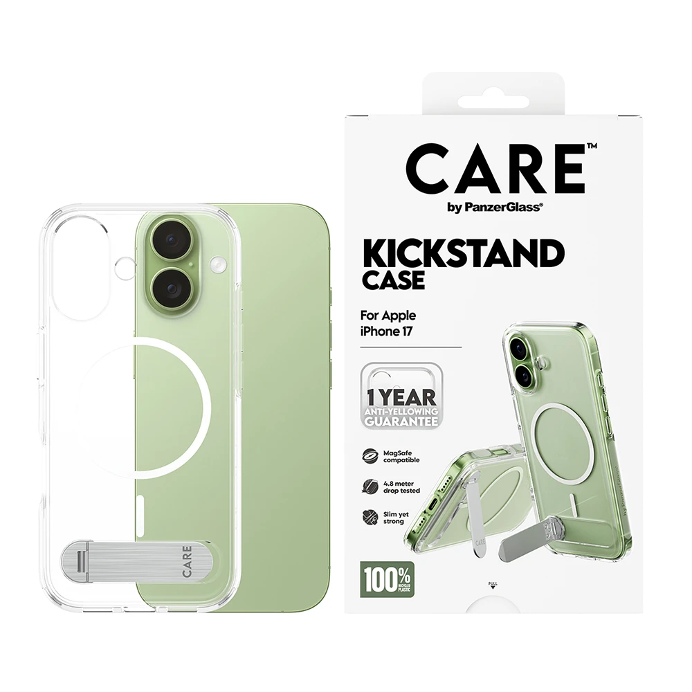 PanzerGlass iPhone 17 KICKSTAND 細磁吸旋轉立架殼-透白