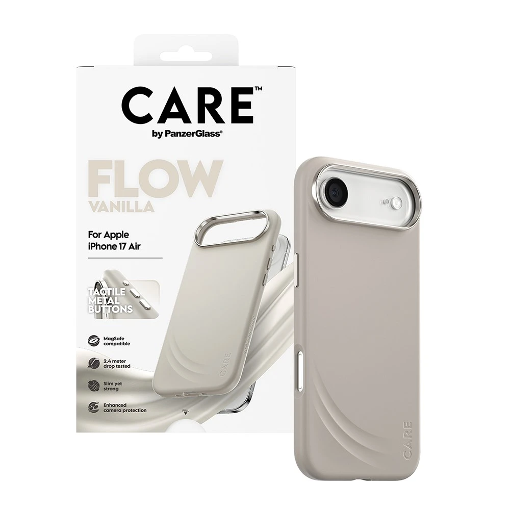 PanzerGlass iPhone 17 Air 6.6吋 FLOW 親膚磁吸防摔殼金屬鍵款-香草色