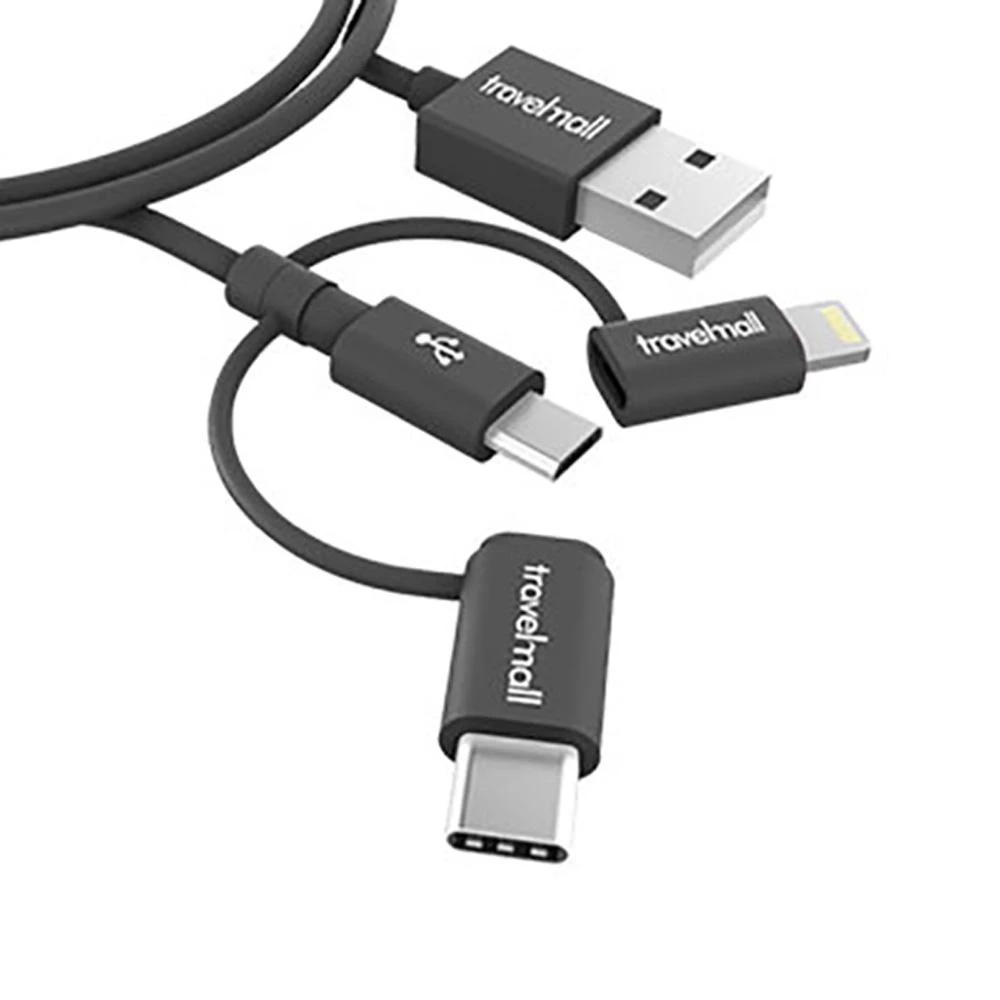 【Travelmall】 5合1 快充線 Type-C USB-A Lightning  Micro 黑色