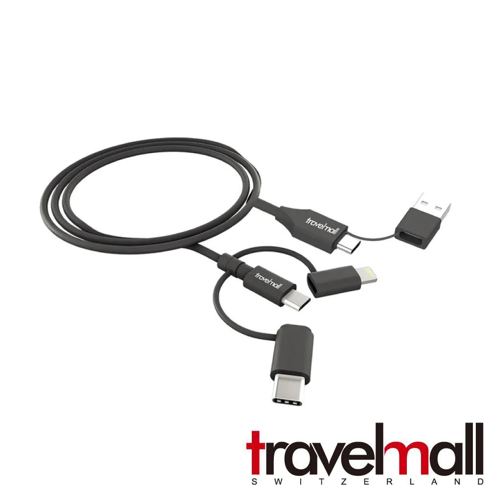 【Travelmall】 5合1 快充線 Type-C USB-A Lightning  Micro 黑色