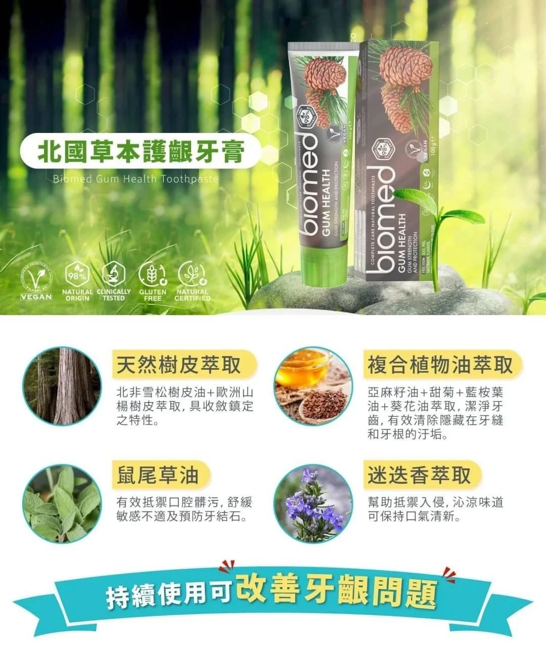 北歐BIOMED 草本生醫健齒牙膏系列2條免運特惠