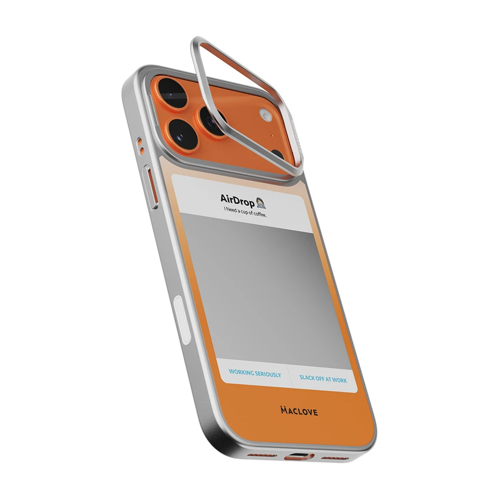 【河馬引力】Airdrop 橘｜Hipporizz X Maclove Mirra 鏡面磁吸支架殼 iPhone 17 Pro 系列｜Hipporizz