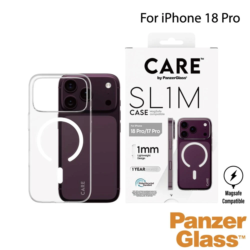 PanzerGlass iPhone 18 Pro SL1M 耐衝擊磁吸強化輕薄漾透防摔殼 - 透白