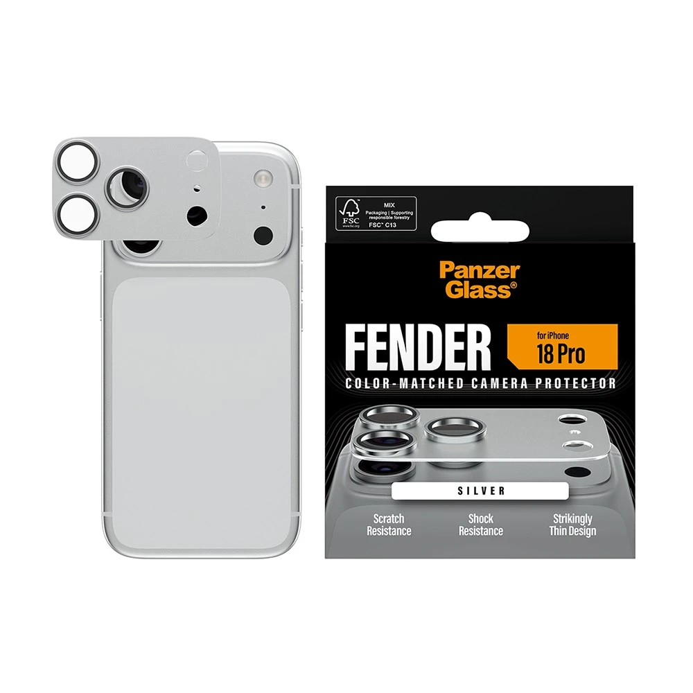 PanzerGlass iPhone 18 Pro FENDER〔銀〕耐衝擊金屬玻璃鋼化鏡頭貼