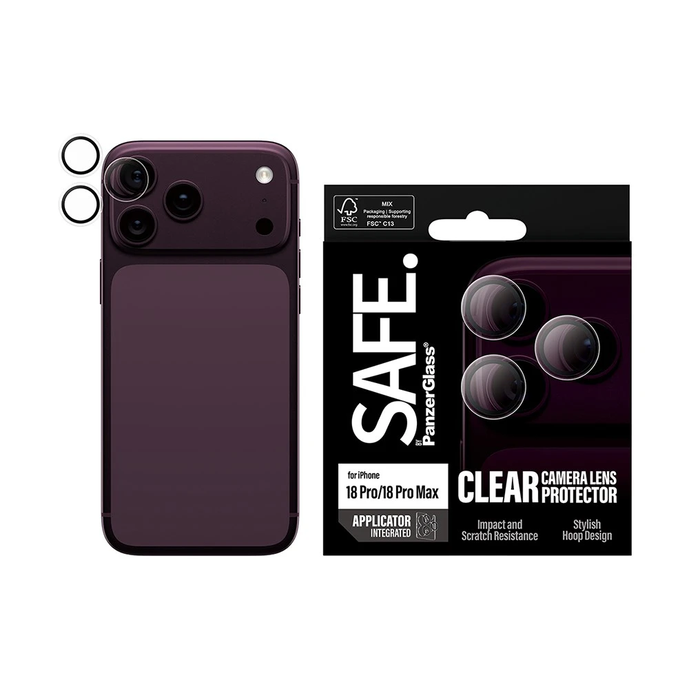 PanzerGlass iPhone 18 Pro / 18 Pro Max SAFE 高透單顆型光學玻璃鏡頭貼環 (單顆二入)