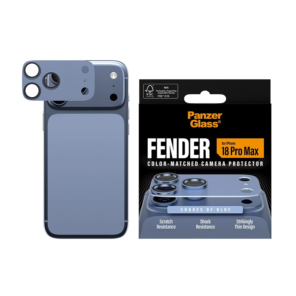 PanzerGlass iPhone 18 Pro Max FENDER〔淺藍〕耐衝擊金屬玻璃鋼化鏡頭貼