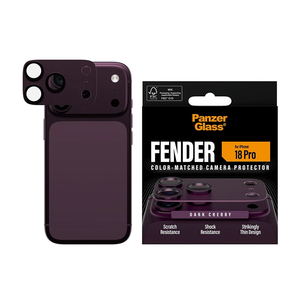 PanzerGlass iPhone 18 Pro FENDER〔酒紅〕耐衝擊金屬玻璃鋼化鏡頭貼