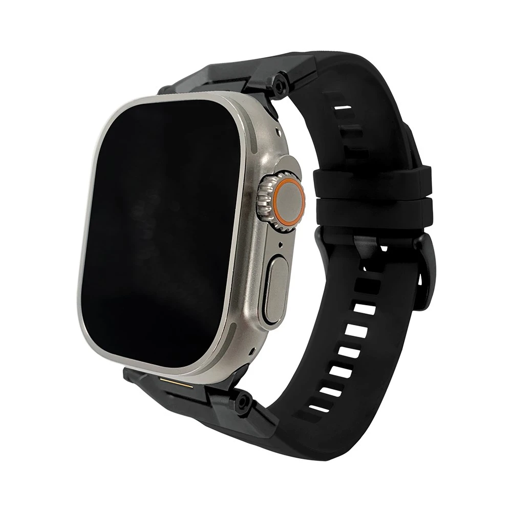 Gramas Apple Watch 44/45/46/49mm Domino 鋅合金運動矽膠錶帶-黑色