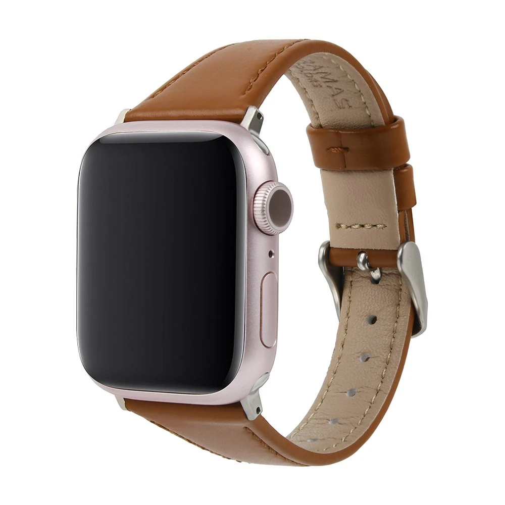GRAMAS Apple Watch 38/40/41/42mm 莫蘭迪仕女真皮錶帶-深棕
