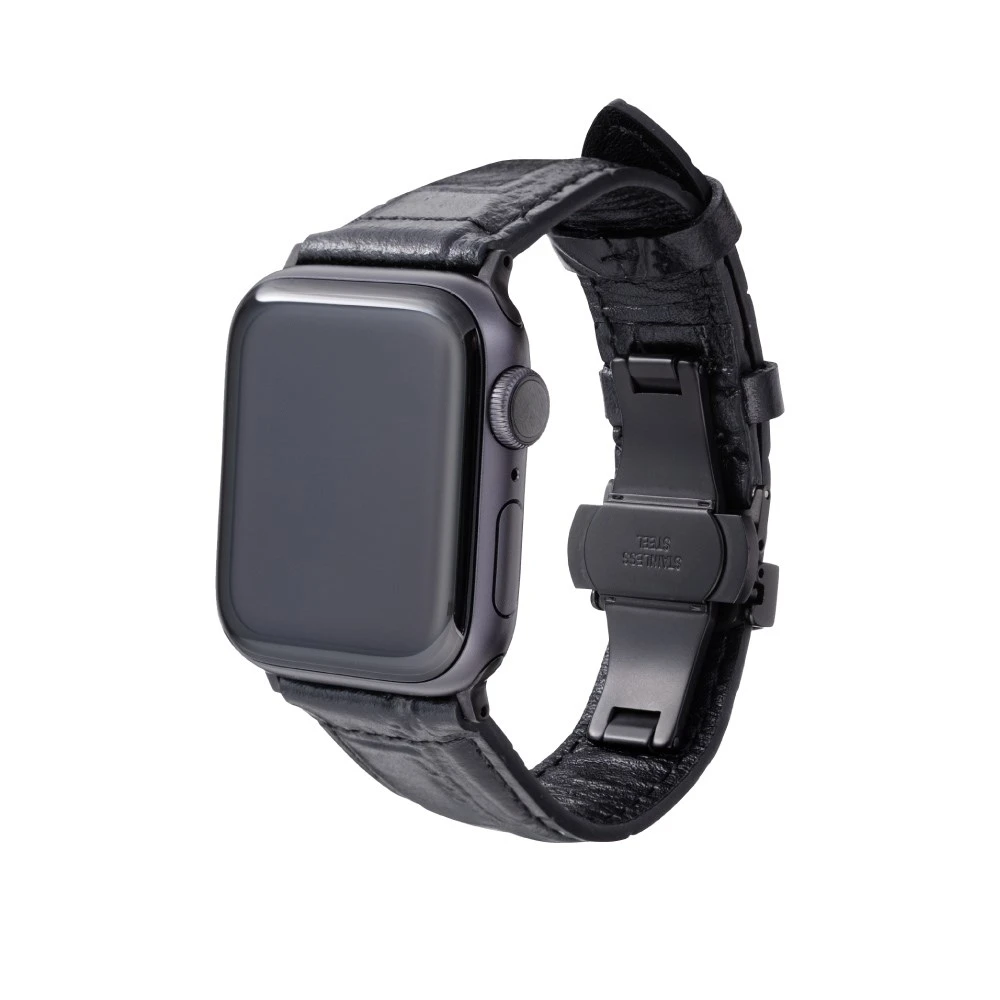 GRAMAS Apple Watch 44/45/46/49mm 真皮尊爵錶帶-黑
