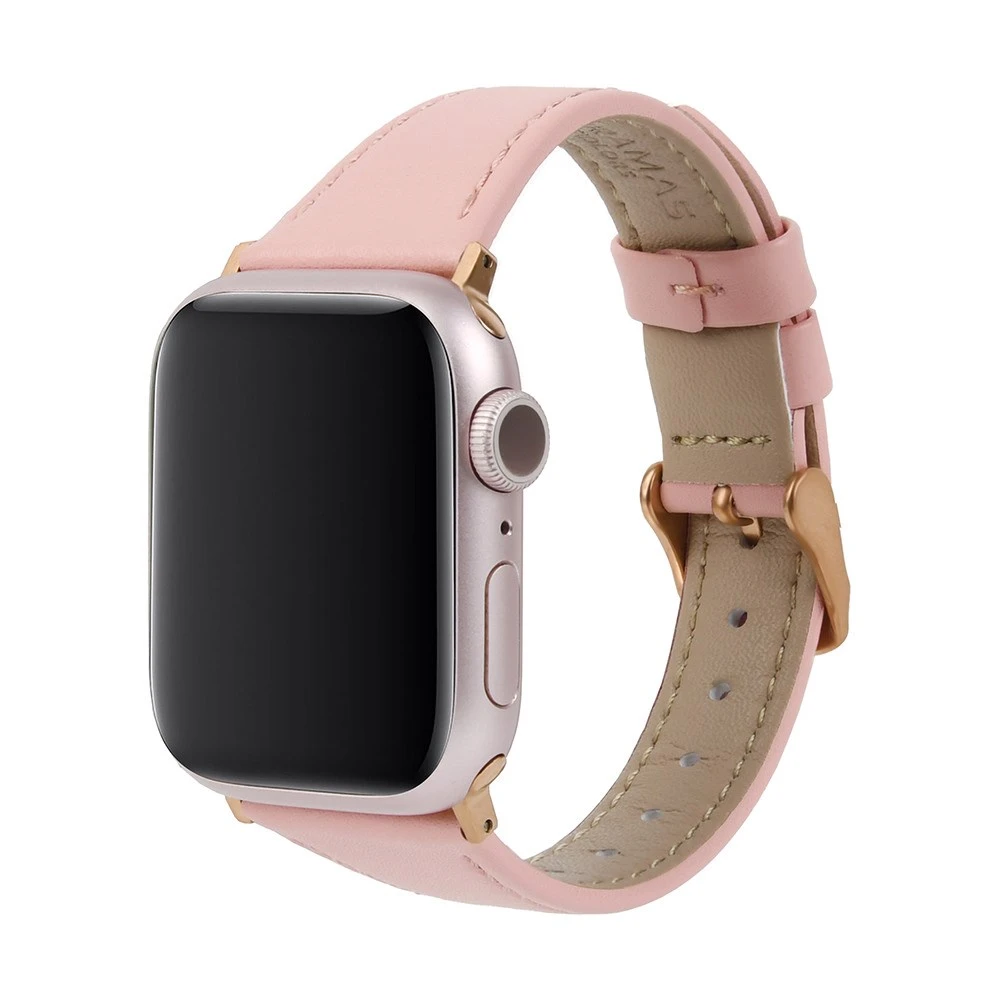 GRAMAS Apple Watch 38/40/41/42mm 莫蘭迪仕女真皮錶帶-粉