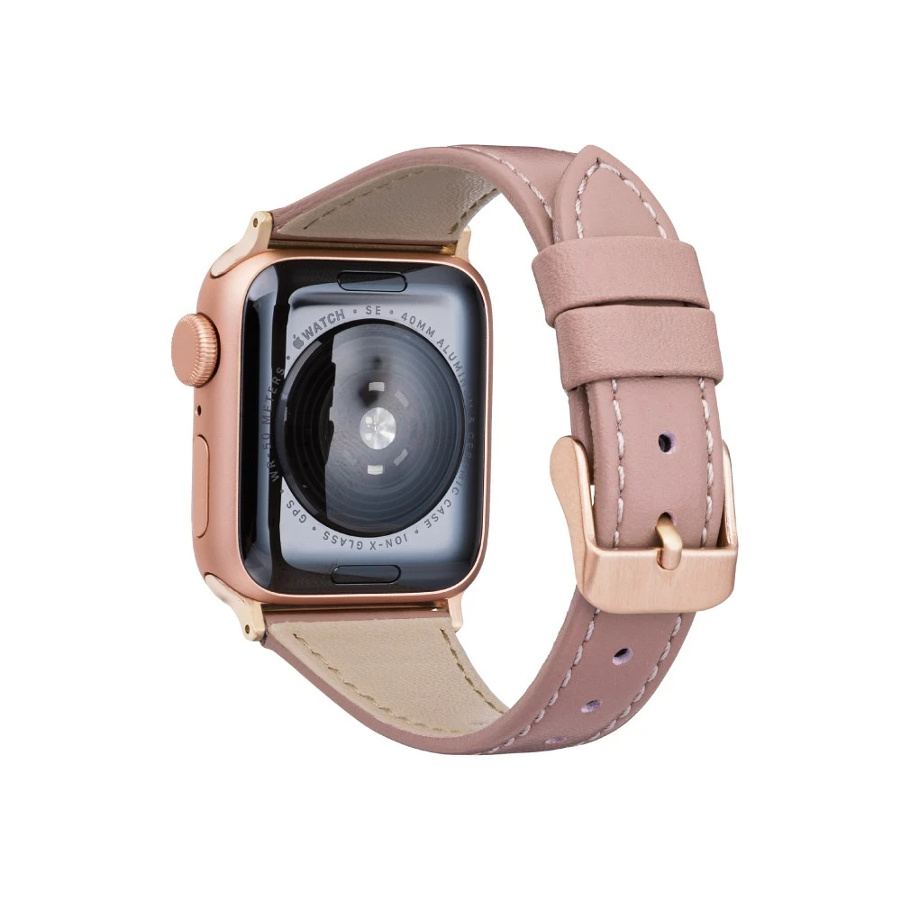 GRAMAS Apple Watch 44/45/46/49mm 莫蘭迪仕女真皮錶帶-玫瑰