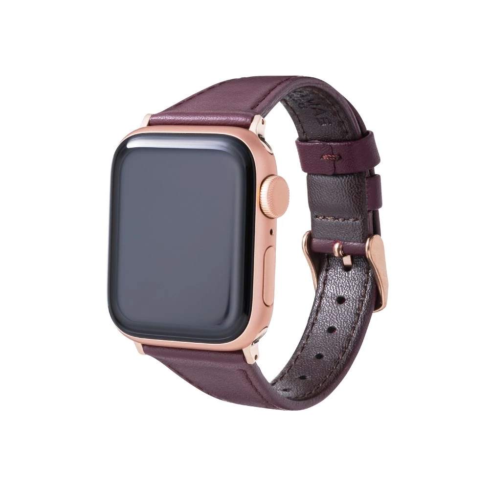 GRAMAS Apple Watch 44/45/46/49mm 莫蘭迪仕女真皮錶帶-酒紅