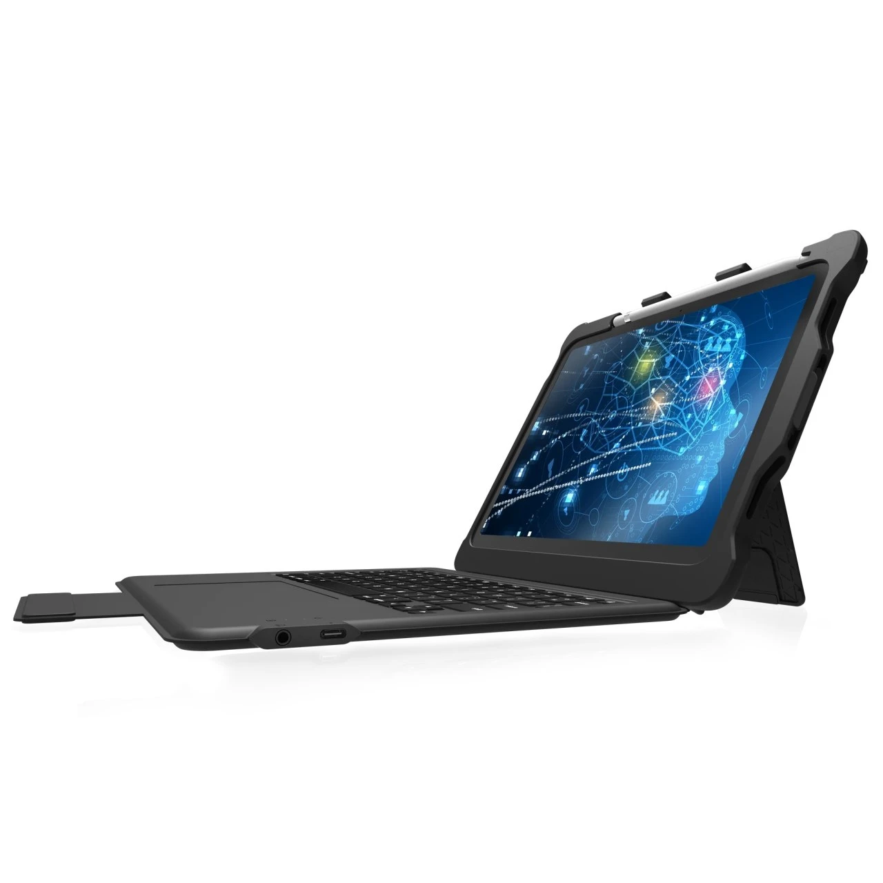STM iPad A16/第10代 11" Dux Keyboard 專用強固軍規防摔鍵盤殼(USB-C)-黑