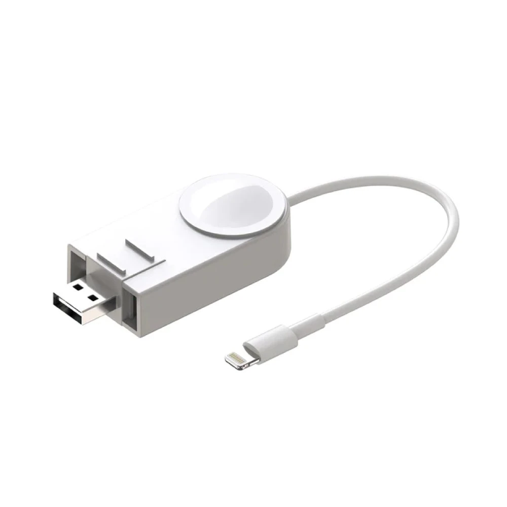TravelMall 2in1 Lightning 數據/傳輸線+Apple Watch 磁吸充電-白