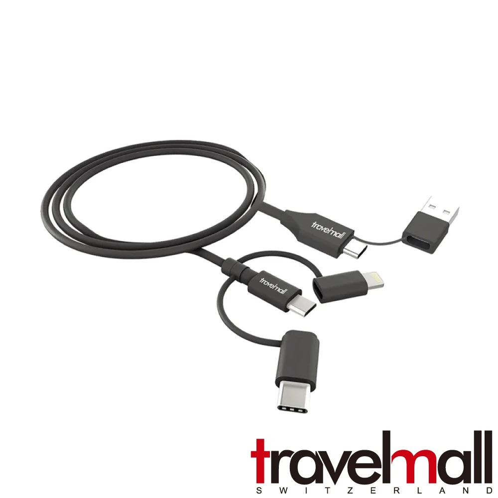 Travelmall 5IN1 Type-C / USB-A 1M 數據/快充線-Lightning, Micro-USB & USB-C cable-黑