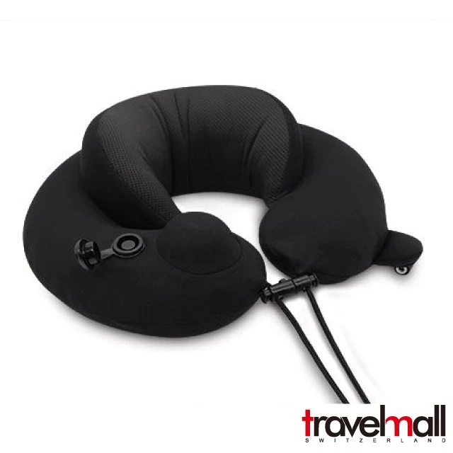 Travelmall 專利 3D 按壓式 (按摩) 充氣記憶頸枕-黑