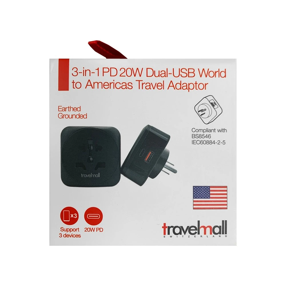 Travelmall 20W PD 多國旅行轉換插頭 (1USB-A / 1Type-C)