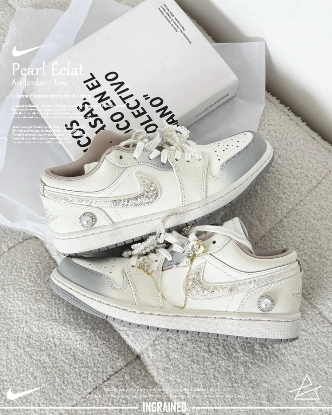 Air Jordan 1 Low "Pearl Éclat" 訂製款 ｜珍珠璀璨