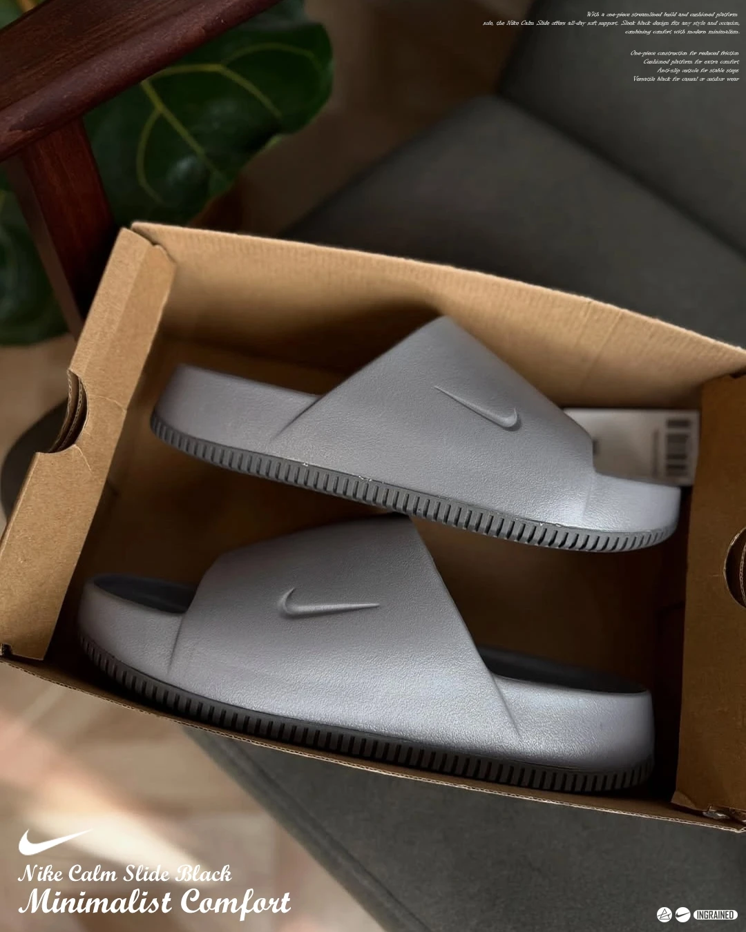 Nike Calm Slide 黑色厚底拖鞋｜極簡舒適新境界